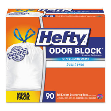 Hefty® Strong Tall Kitchen Drawstring Bags, 13 Gal, 0.9 Mil, 23.75" X 27", White, 90-box, 3 Boxes-carton freeshipping - TVN Wholesale
